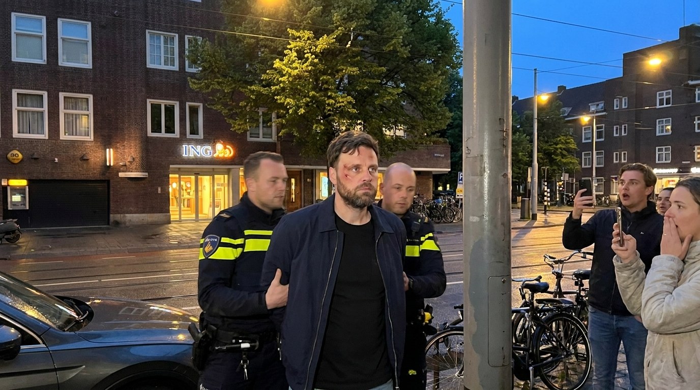 Tim Hofman aangehouden voor een ING-vestiging in Amsterdam